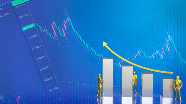 Gold Men Figure Chart Business Concept Rendering — Stock Photo, Image