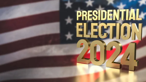 Usa Flag Gold Text Presidential Election 2024 Vote Concept Renderin — Stock Photo, Image