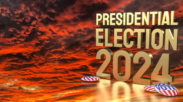 Twilight Arany Szöveg Elnökválasztás 2024 Szavazási Koncepció Renderelés — Stock Fotó
