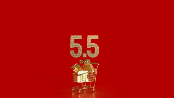Gold Number Shopping Cart Special Offer Concept Renderin — Stock Fotó