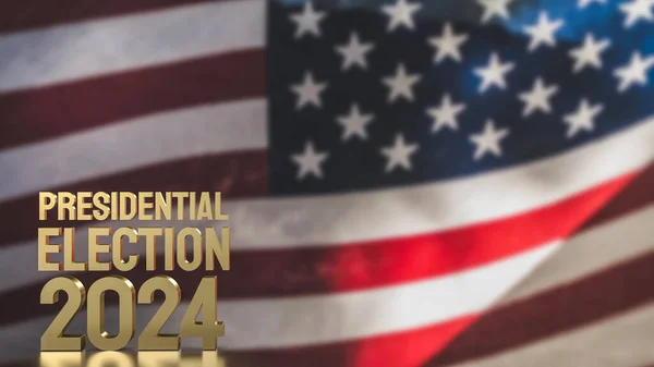 Usa flag and gold text presidential election 2024 for vote concept 3d renderin