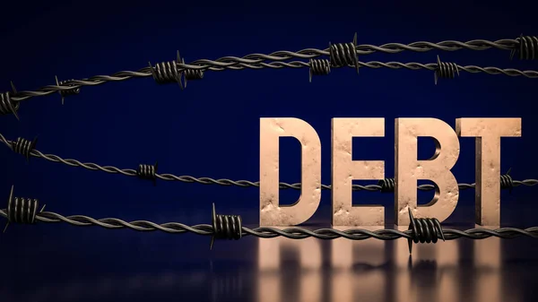 ビジネスコンセプトのための債務と鉄条網3Dレンダリング — ストック写真
