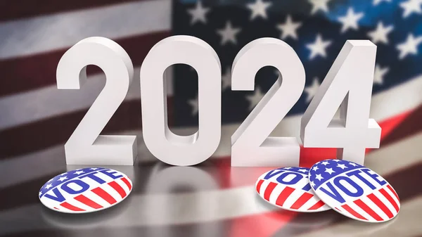 Usa Flag 2024 Concetto Voto Rendering — Foto Stock