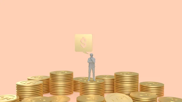 ビジネスコンセプト3Dレンダリングのためのドルアイコンと金のコイン — ストック写真