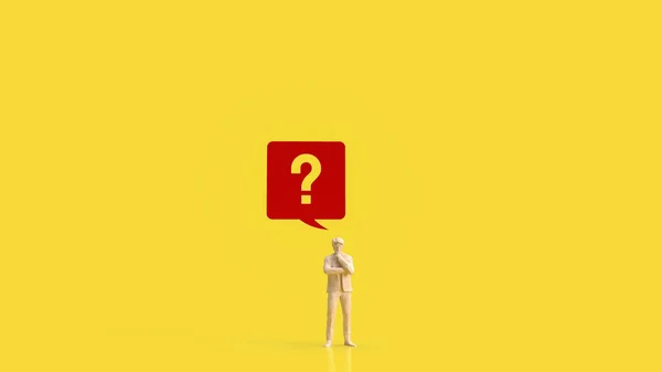 Question icon and man figure for business concept 3d rendering