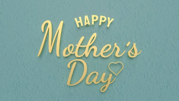 Boldog Anyák Napját Arany Szín Kék Fal Ünnep Koncepció Renderelés — Stock Fotó