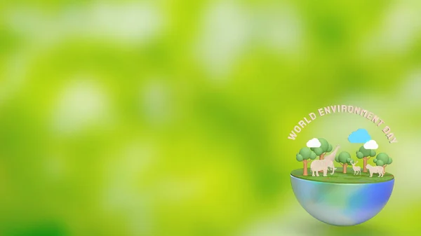 Earth and animal for world environment day 3d rendering