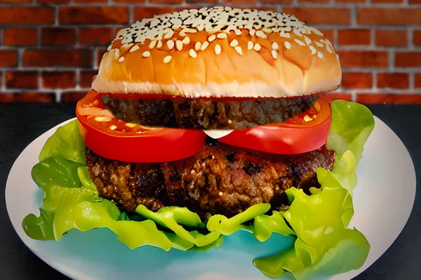 Гамбургеры Являются Популярным Пунктом Быстрого Питания Правило Встречаются Ресторанах Быстрого — стоковое фото
