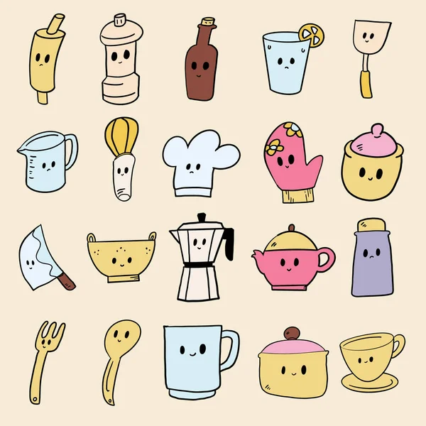 Кухонные Принадлежности Относятся Широкой Категории Инструментов Посуды Которые Обычно Используются — стоковый вектор