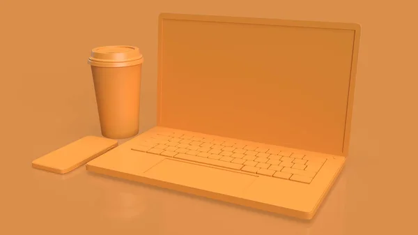 Urządzenie Elektroniczne Odcieniu Pomarańczowym Dla Technologii Lub Business Concept Rendering — Zdjęcie stockowe