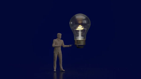 Homme Ampoule Pour Business Concept Rendu — Photo