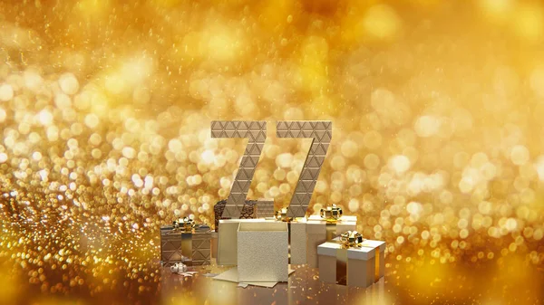 Gold Number Gift Box Luxury Background Promotion Concept Rendering — 스톡 사진