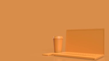 Teknoloji veya İş Konsepti 3D oluşturma için turuncu tonda elektronik cihaz