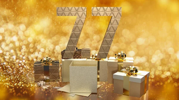 Gold Number Gift Box Luxury Background Promotion Concept Rendering — Stock Photo, Image