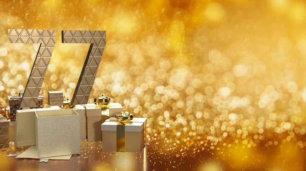 Zlaté Číslo Dárkové Krabici Luxusu Pozadí Pro Koncept Propagace Rendering — Stock fotografie