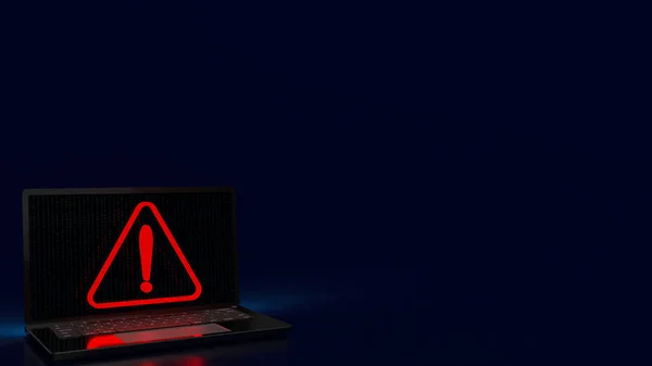 Красный Восклицательный Знак Ноутбуке Концепции Технологии Предупреждения Рендеринга — стоковое фото