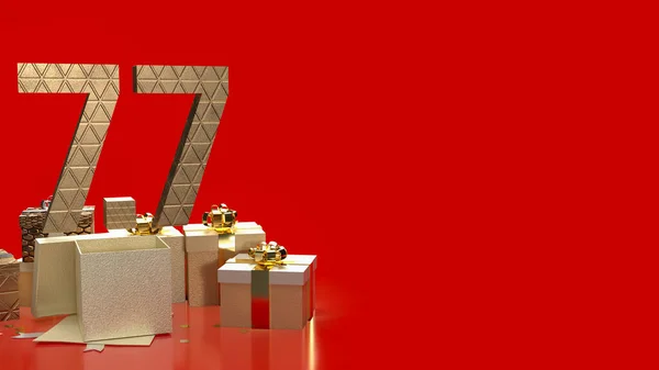 Número Oro Caja Regalo Rojo Fondo Para Concepto Promoción Renderizado —  Fotos de Stock