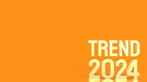 Gold Text Trend 2024 Sur Fond Orange Rendu — Photo