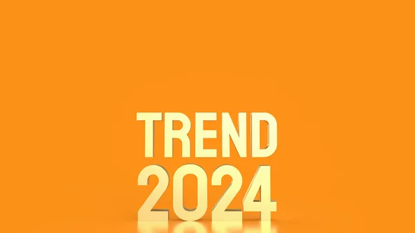 Gold Text Trend 2024 Orange Background Rendering — Stock Photo, Image