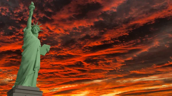 Frihedsgudinden Kolossal Neoklassisk Skulptur Beliggende Liberty Island New York Harbor - Stock-foto