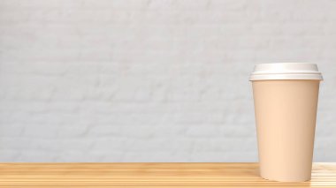 Arkaplan konsepti 3D görüntüleme için ahşap masa üzerinde kahve