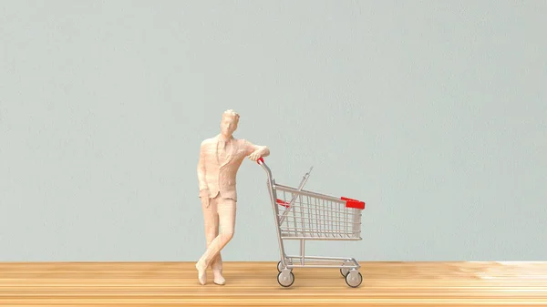Man Shopping Cart Business Concept Rendering — Stock Photo, Image