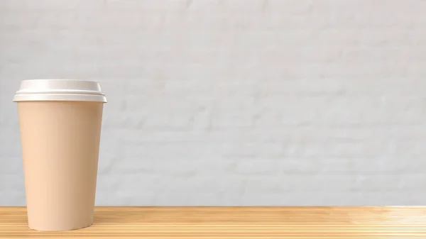 背景概念3D渲染的木制桌子咖啡 — 图库照片