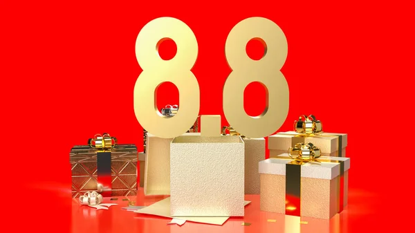 Gold Number Gift Box Promotion Concept Rendering — Stock Photo, Image