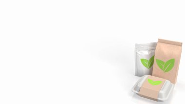 Beyaz arkaplandaki eko ürünü 3d oluşturma