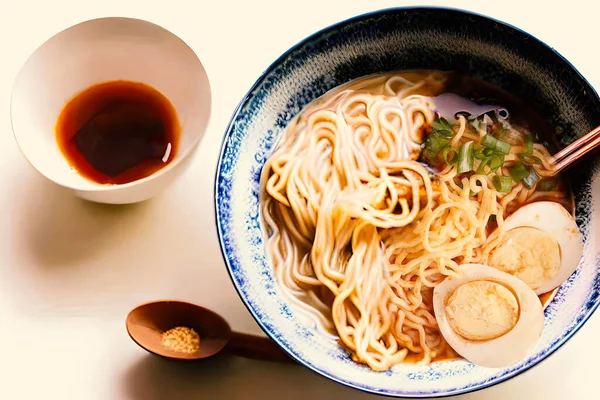 Ramen Ist Ein Beliebtes Japanisches Gericht Das Aus Weizennudeln Chinesischer — Stockfoto