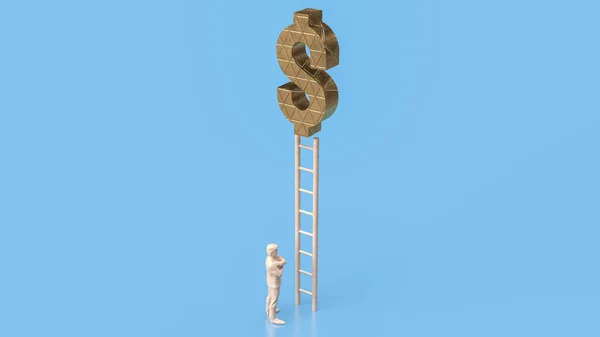 Affärsman Tittar Trappa Till Guld Dollar Symbol Rendering — Stockfoto
