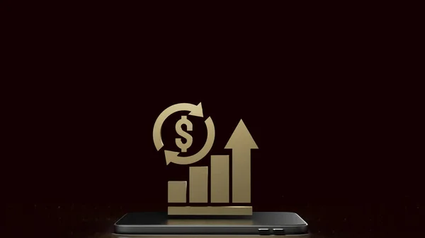 Gold chart point for target in Business concept 3d rendering