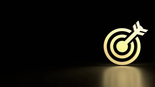 Gold point icon on black background for target in Business or life style concept