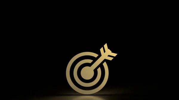 Gold point icon on black background for target in Business or life style concept
