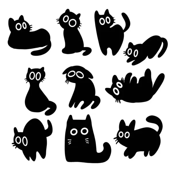 Imagen Dibujo Dibujos Animados Gato Negro Para Concepto Mascota Decoración — Vector de stock