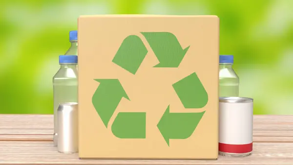 Skrzynki Recyklingu Przeznaczone Rozdzielania Zbierania Produktów Nadających Się Recyklingu Które — Zdjęcie stockowe
