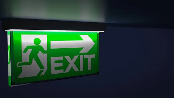 exit sign is a visual indicator, typically found in buildings, structures, or public spaces, that provides guidance and direction to individuals in case of an emergency.