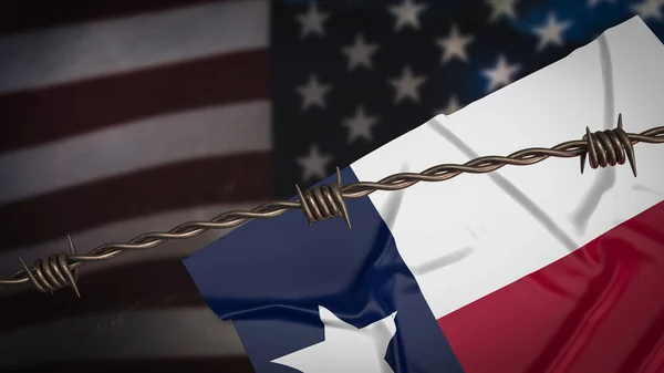 Texas flag on united stage of America Background 3d rendering