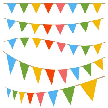 Dekor konsepti için bayrak partisi çoklu renk seti 