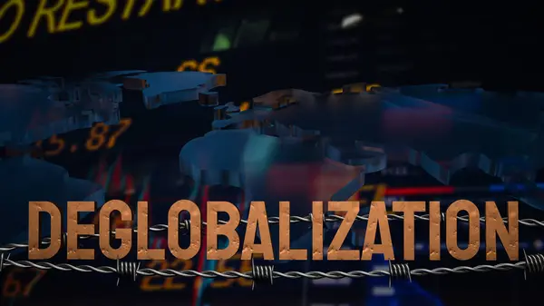 stock image Deglobalization refers to the process of reducing interdependence and integration between countries in terms of economic, political, and cultural activities. 