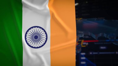 Hindistan bayrağı ve Arkaplan konsepti 3D oluşturma iş grafiği.
