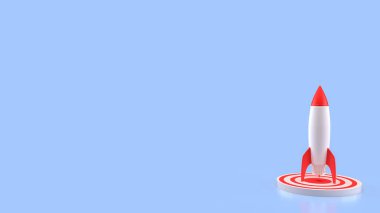 İş ya da Başlangıç konsepti 3D oluşturma roketi.