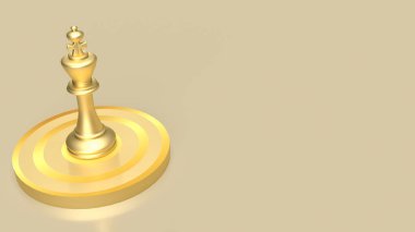 İş Konsepti 3D sunumu için Bulleye hedefinde altın kral satrancı.