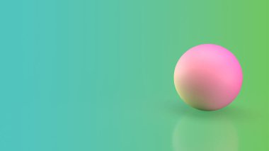 Yeşil arkaplan resmi üzerinde pembe top 3d oluşturma.