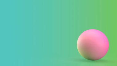 Yeşil arkaplan resmi üzerinde pembe top 3d oluşturma.