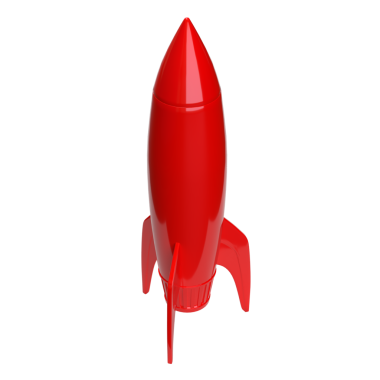 Bilim veya İş Konsepti 3D oluşturma için kırmızı roket png görüntüsü.