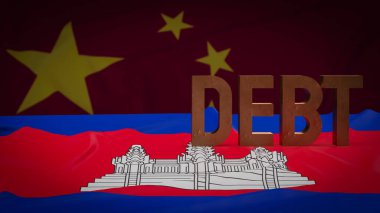 İş geçmişi konsepti için Kamboçya bayrağı 3D görüntüleme.