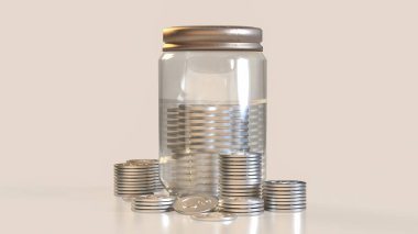 Kavram 3 boyutlu oluşturma veya kaydetmek için kavanoz sikkeleri.