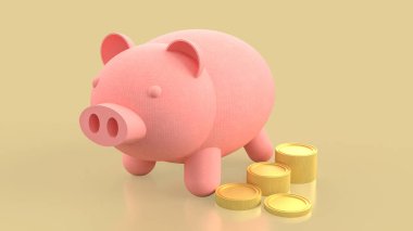 Domuzcuk kumbarası ve para biriktirmek ya da konsept 3D görüntüleme için.