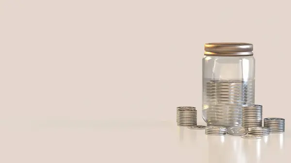 stock image Jar coins for earn or saving concept 3d rendering.